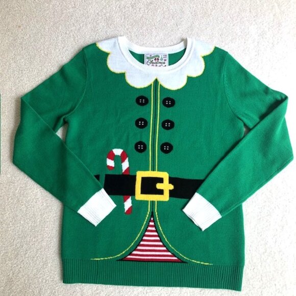 SALE 2 for $26 / 3 for $33 - Ugly Christmas Holiday Sweater with Elf XS - S - Picture 1 of 8